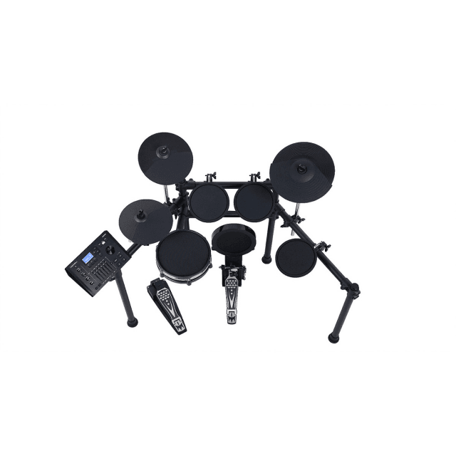 Batteria elettronica compatta ed elegante con Snare MESH, 3 Tom, 1 Crash ed Hi-Hat tutti a 2 Zone ed un Ride a 3 Zone.