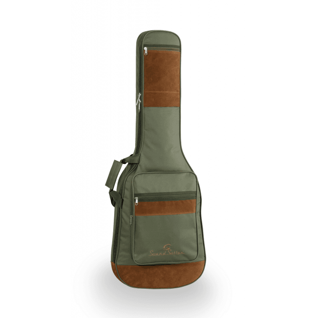 Electric guitar bag with suede leather inserts