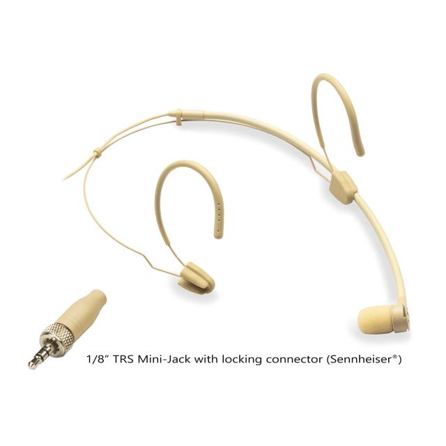 Mic. ad Archetto Cardioide, mini-Jack TRS da 1/8" con ghiera, Beige (tipo Sennheiser®)