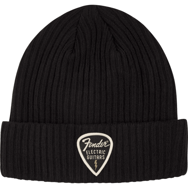 Fender® Pick Patch Ribbed Beanie, Black