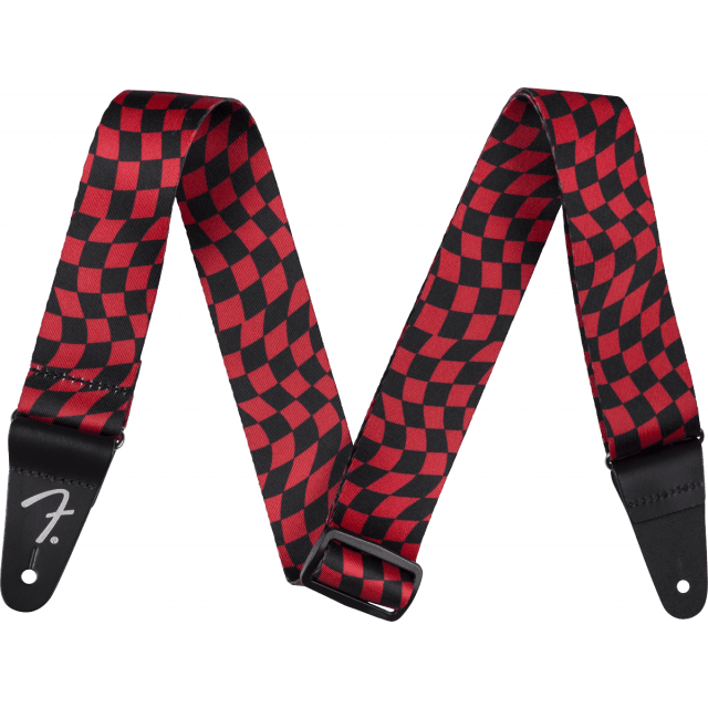 Wavy Checkerboard Polyester Strap, Red