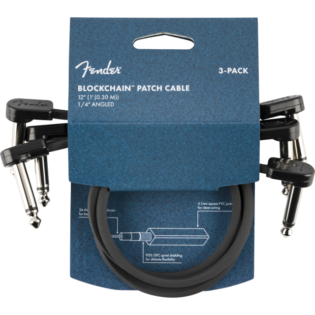 Blockchain 12" Patch Cable, 3-pack, Angle/Angle