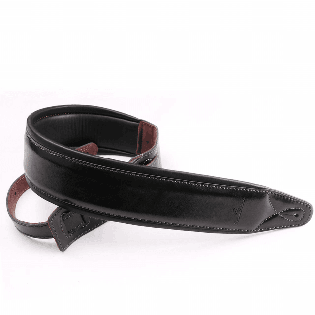 Padded strap for guitar/bass in real leather
