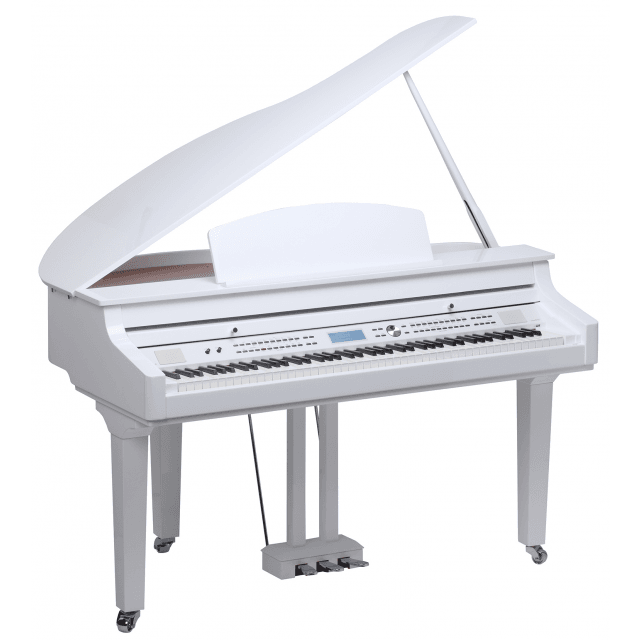 Mini Grand Digital Piano with white polish finishing and 88 Graded Hammer-Action Keys with Triple Sensor