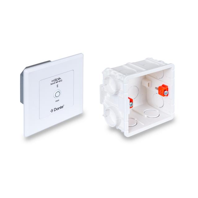 Bluetooth Audio to Dante® 2x2 Wall Plate with PoE (EU/UK 1-Gang)