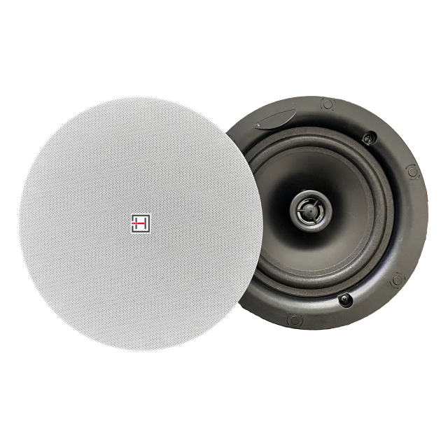 20W 8ohm 5.25" 2-Way Ceiling Speaker with Frameless Grille, White