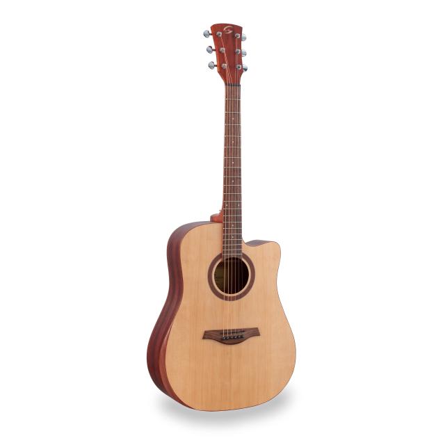 Dreadnought cutaway acoustic guitar with mahogany armrest and preamp