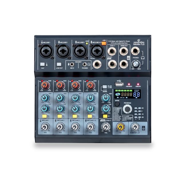 Mixer a 7 canali con effetti digitali, player, OTG e interfaccia audio