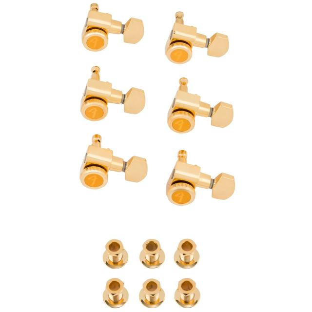 Bloccaggio Stratocaster® / Telecaster® Staggered Tuning Machines (Gold), confezione da 6