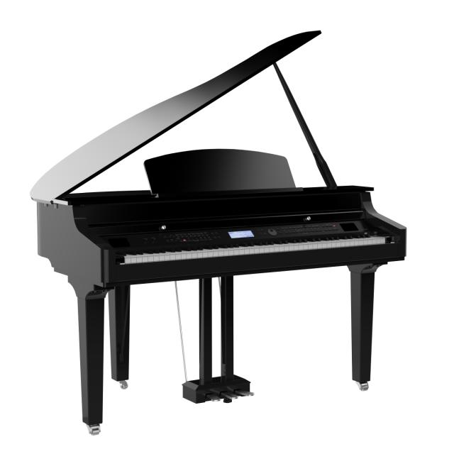 Mini Grand Digital Piano with black polish finishing and 88 Graded Hammer-Action Keys with Triple Sensor