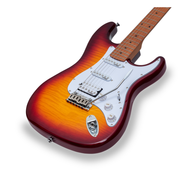 Double cutaway electric guitar with 2 single coils + splittable humbucker and self-locking tuners (Wilkinson equipped)