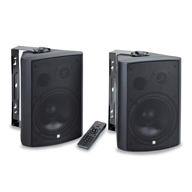 Wall-Mount 2-Way Active+Passive Speaker Set - Black