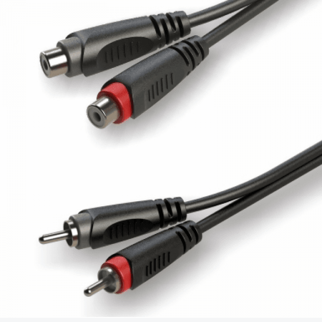 Adapter cable 2xRCA male - 2xRCA female / 3mt