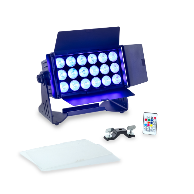 4x IP65 high power battery wash projector 18x15W with Flight Case