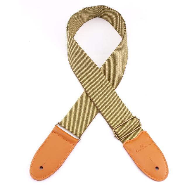Tweed strap for guitar/bass with real leather ends 