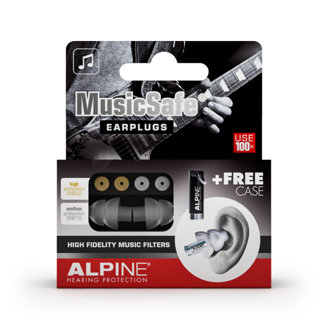 Earplug kit for musician including 2 attenuation filters and travelbox