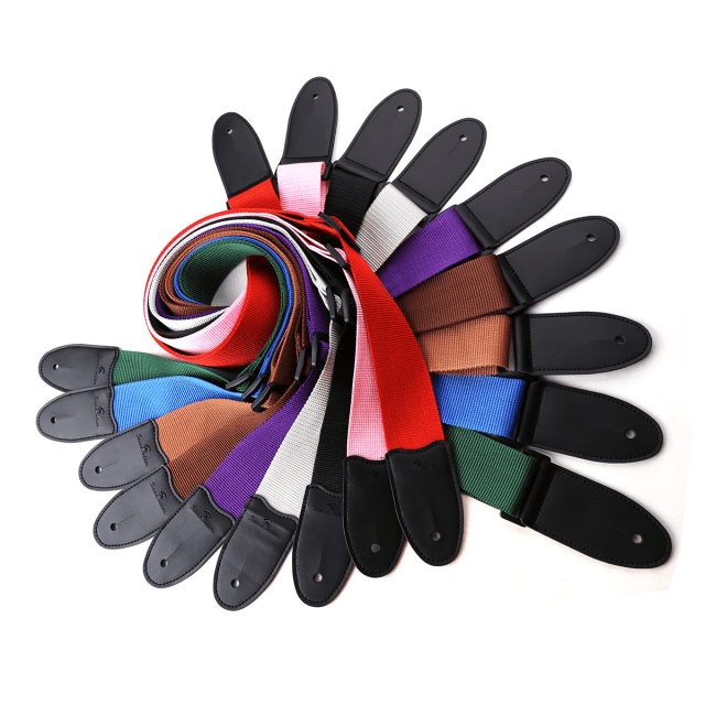 Poly strap for guitar/bass with artificial leather ends