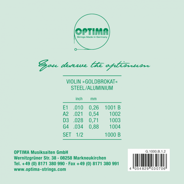 VIOLIN  OPTIMA GOLDBROKAT SET 1000 B 1/2