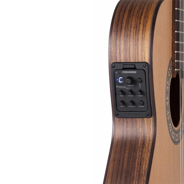 All solid hybrid cutaway guitar with cedar top in open pore satin finish w/preamp - Thin Line version (Made in Europe)