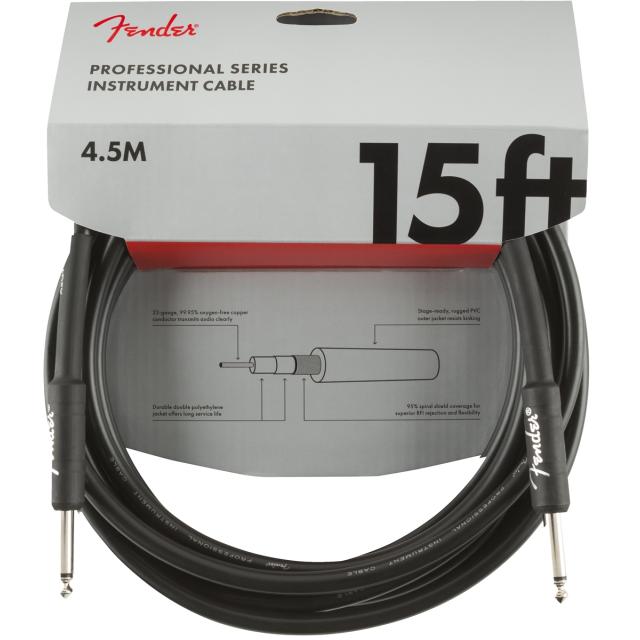 Professional Series Instrument Cable Straight/Straight 15' Black