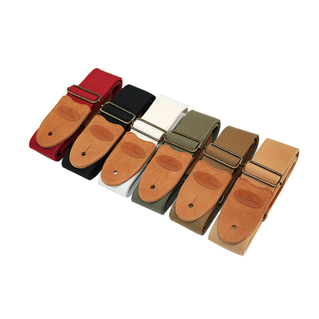 Cotton strap for guitar/bass with real suede leather ends