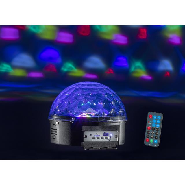 Semi-sfera luminosa con 6 LED da 3W, BT, player MP3 e telecomando