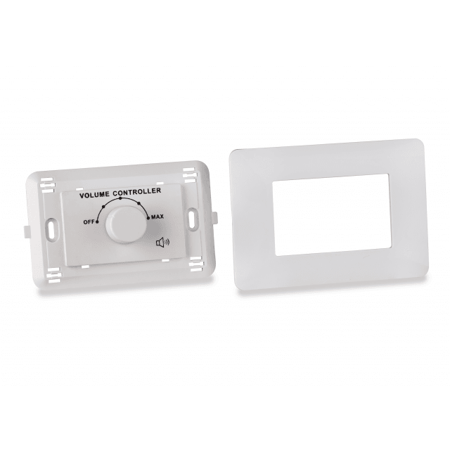 Attenuatore di volume da 5W per diffusori a 70-100V, 4 posizioni + Off, con linea aux. e comando di allarme a 24V