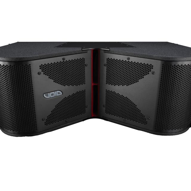 Two-way active, three-way acoustic line array module with dual 8” horn-loaded drivers