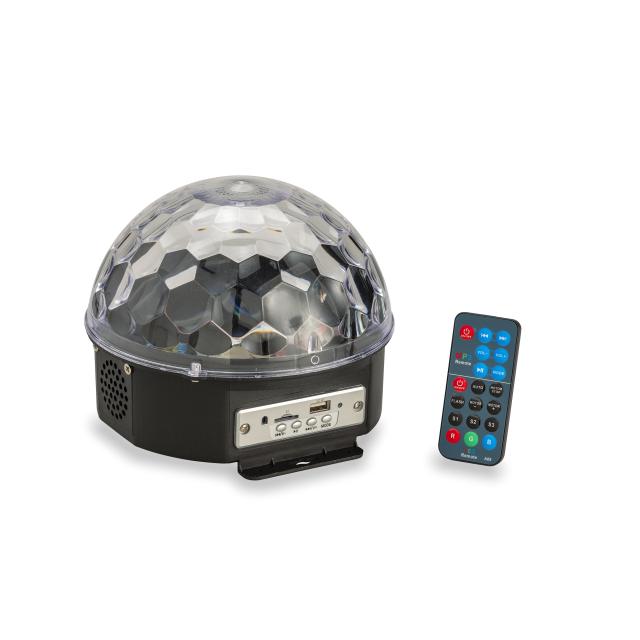Semi-sfera luminosa con 6 LED da 3W, BT, player MP3 e telecomando