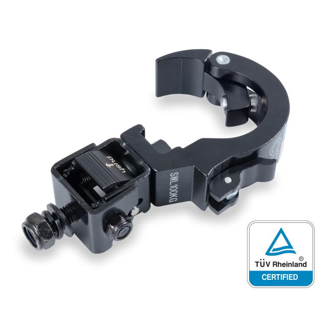 BLACK ALUMINIUM FOLDING CLAMP 48-50 MM AUTOMATIC RELEASE 100 KG