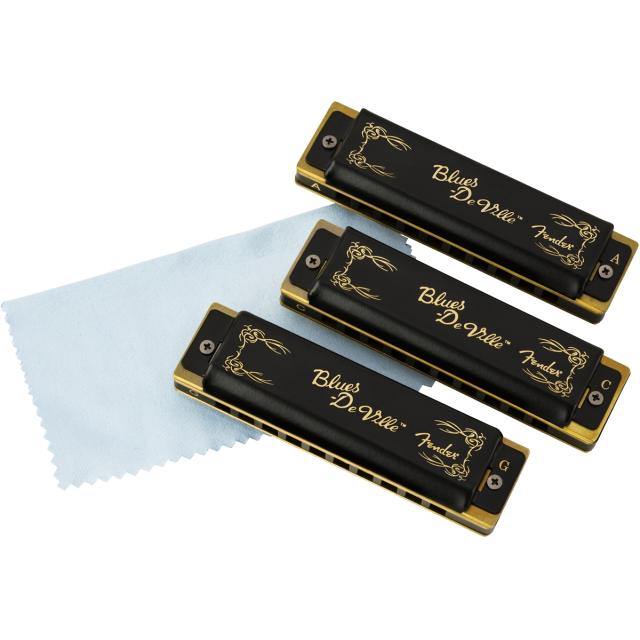 Blues DeVille Harmonica, Pack of 3, with Case