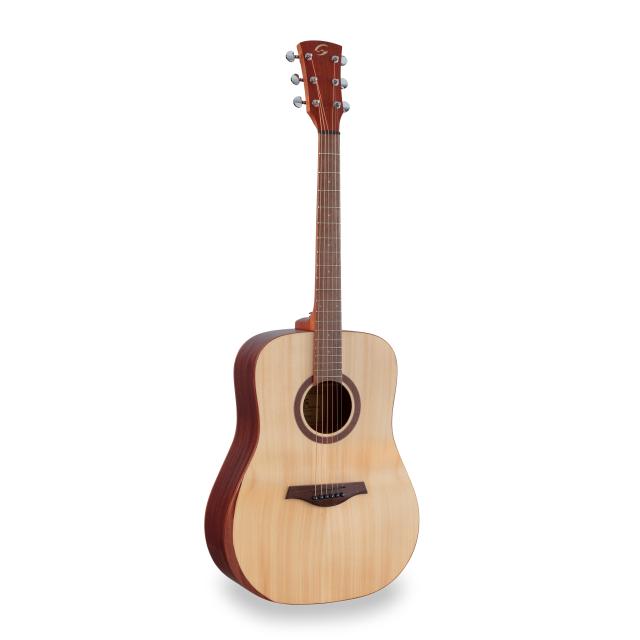 Dreadnought acoustic guitar with mahogany armrest