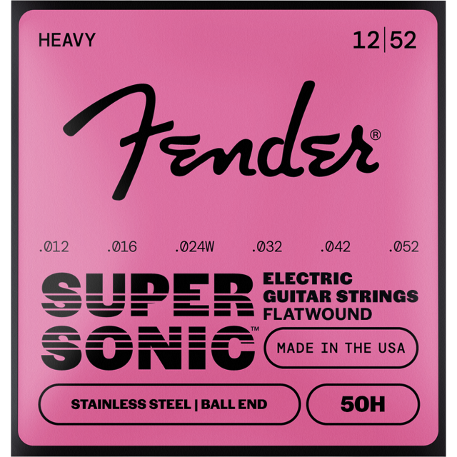 Muta Fender SuperSonic™ 50H Guitar Strings, Flatwound Stainless Steel, Ball End, .012-.052, 0730050403
