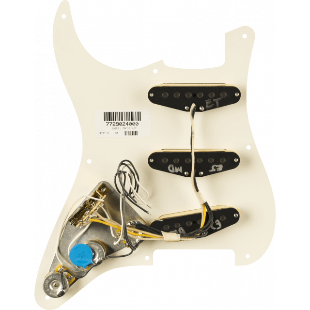 Pre-Wired Strat® Pickguard, Eric Johnson Signature, Parchment 8 Hole PG