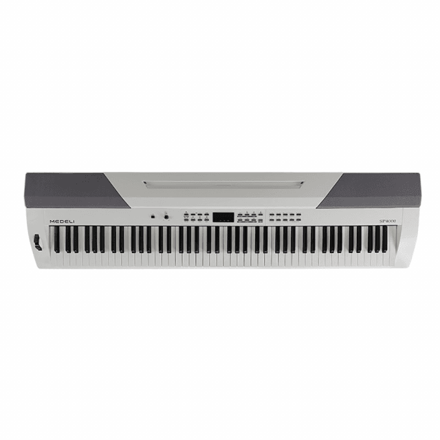 88 keys Stage Piano with hammer action keyboard and white color finish.