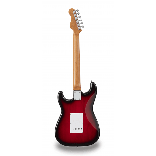 Double cutaway electric guitar with 2 single coils + splittable humbucker and self-locking tuners (Wilkinson equipped, roasted maple neck+fretboard, flamed top)
