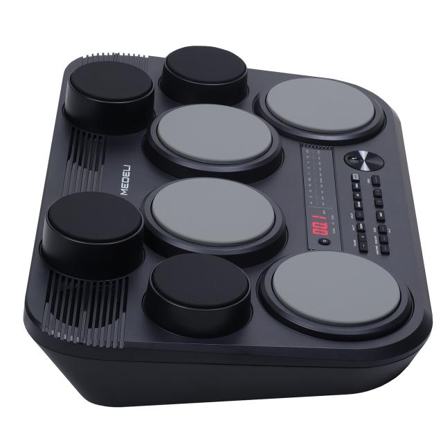 Drum kit portatile con 8 pad in gomma sensibili al tocco e 2 pedali