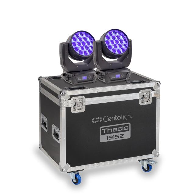 Set 2 Teste MobilIi a LED con zoom 19 x 15W con flight case