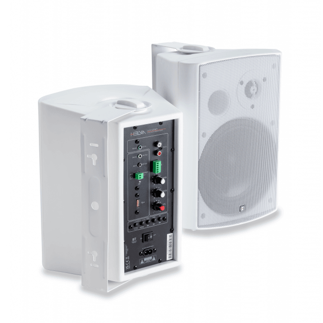 Wall-Mount 2-Way Active+Passive Speaker Set - White