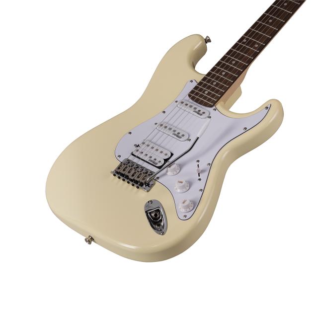 Chitarra elettrica double cutaway con 2 single coil + humbucker splittabile e meccaniche autobloccanti (equipaggiata Wilkinson, tastiera eco-rosewood)