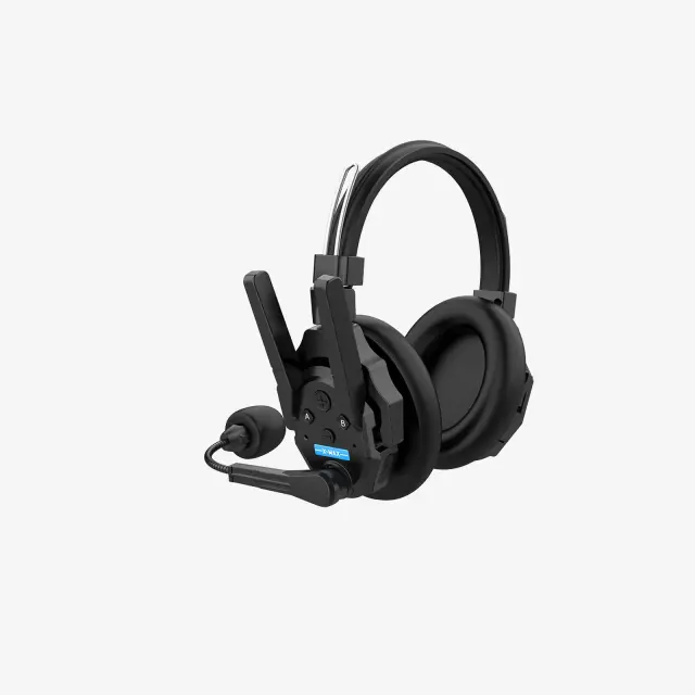 (13x unit, dual-ear) 2-Way Intercom Headset System, 500m Transmission Range, AI Noise-Cancellation and Bluetooth Connection