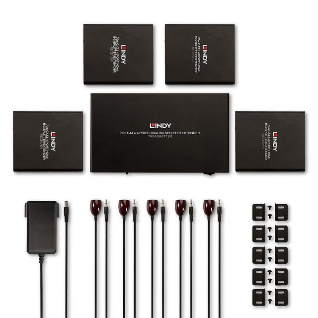 Extender Cat.6 Splitter HDMI 4K60 & IR 4 Porte, 70m