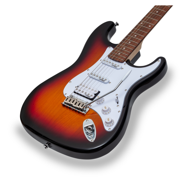 Chitarra elettrica double cutaway con 2 single coil + humbucker splittabile e meccaniche autobloccanti (equipaggiata Wilkinson)