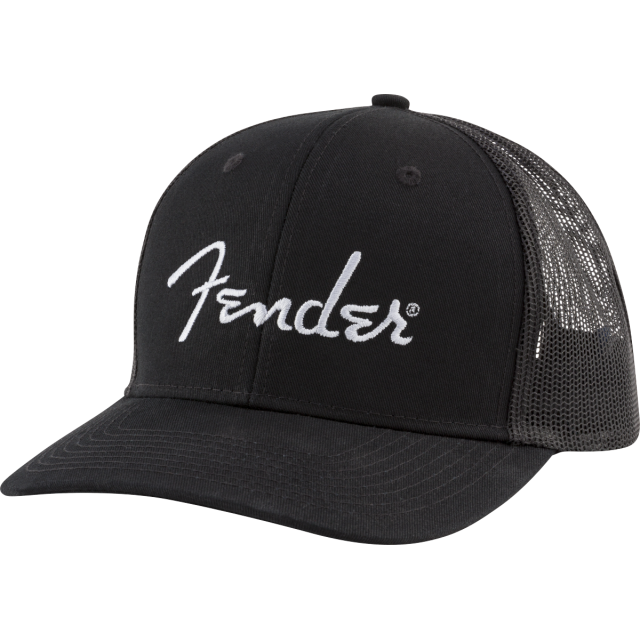 Fender Silver Logo Snapback Hat, Black, One Size Fits Most