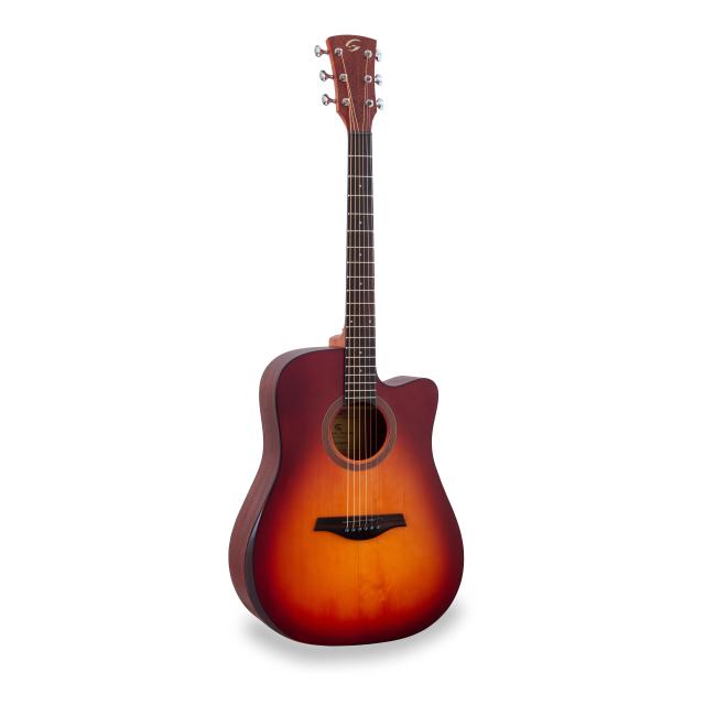 Dreadnought cutaway acoustic guitar with armrest and preamp