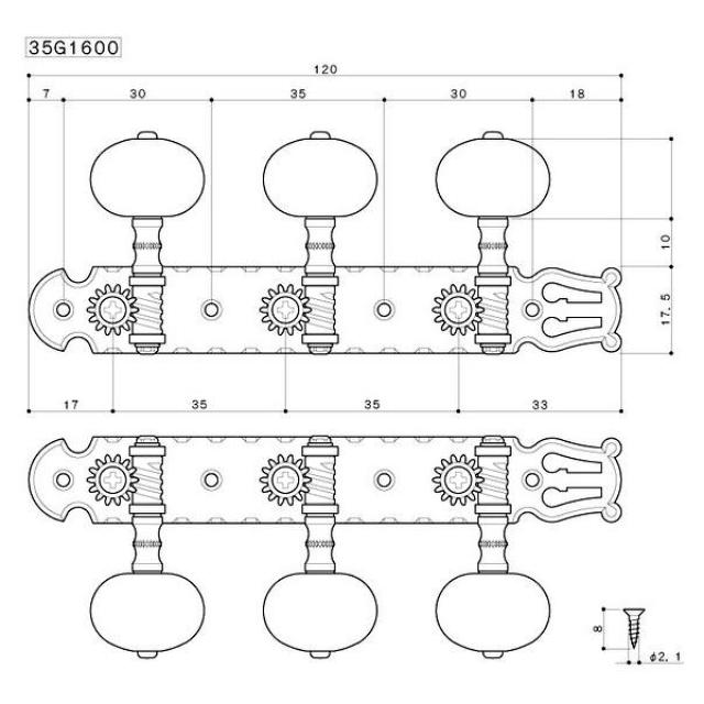 Classic Guitar Machine Heads Set (Gold)