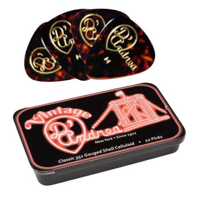 12 plettri Classic Shell in scatola di metallo X-Heavy