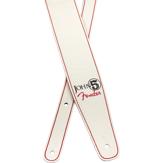 John 5 Leather Strap, White and Red