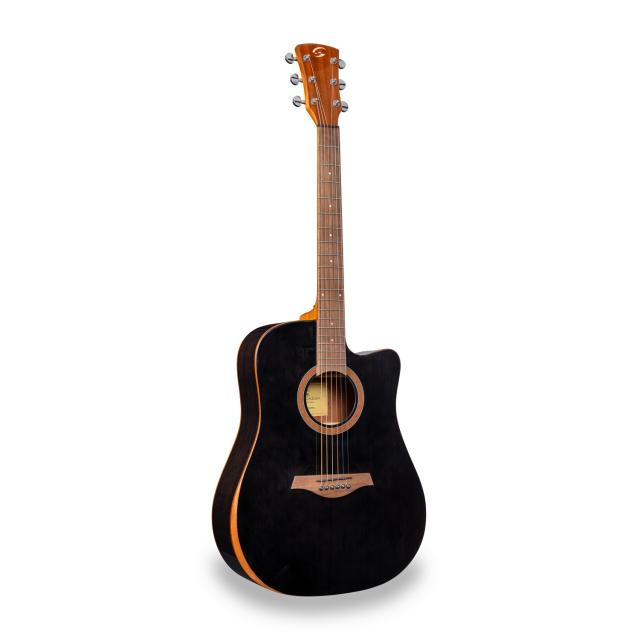 Dreadnought cutaway acoustic guitar with mahogany armrest and preamp (Glossy version)