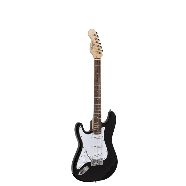Left handed double cutaway electric guitar with 3 single coils